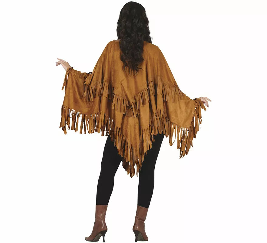 Translation missing: de.Disfraz de Poncho Marrón Indio para mujer