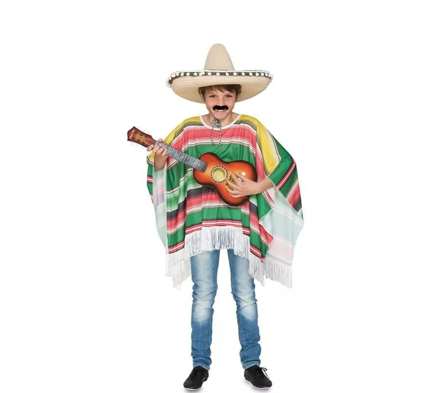 Translation missing: de.Disfraz de Poncho Mexicano a rayas para niños