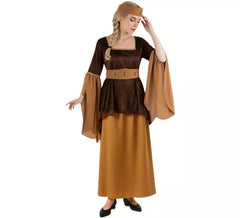 Braunes Mittelalter Innkeeper Kostüm für Damen