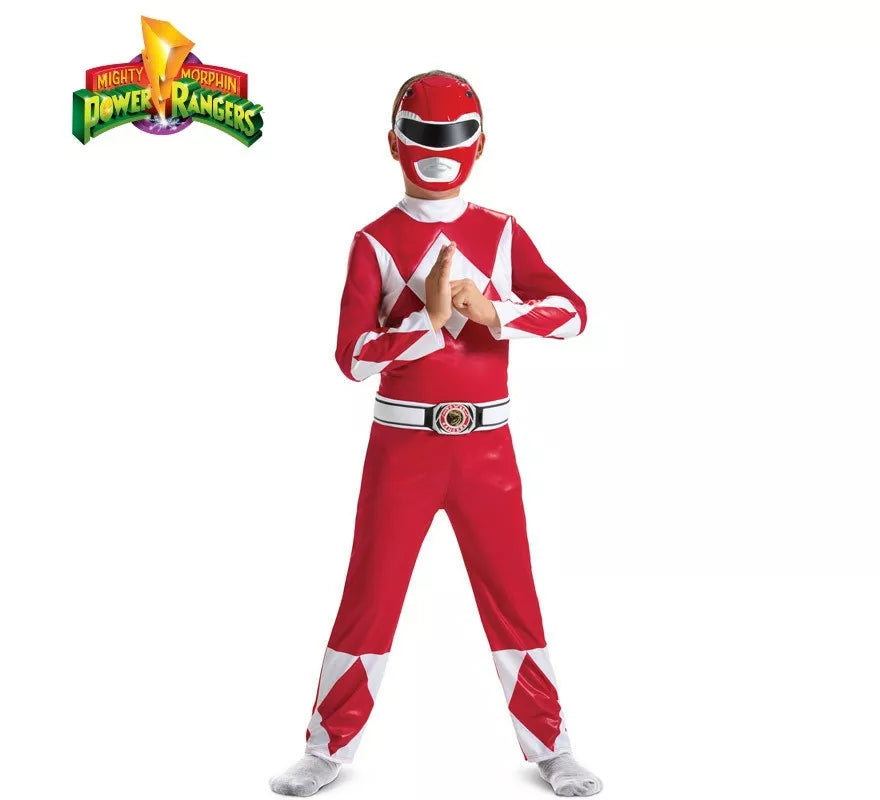 Translation missing: de.Disfraz de Power Rangers Mighty Morphin Rojo de Lujo para niño