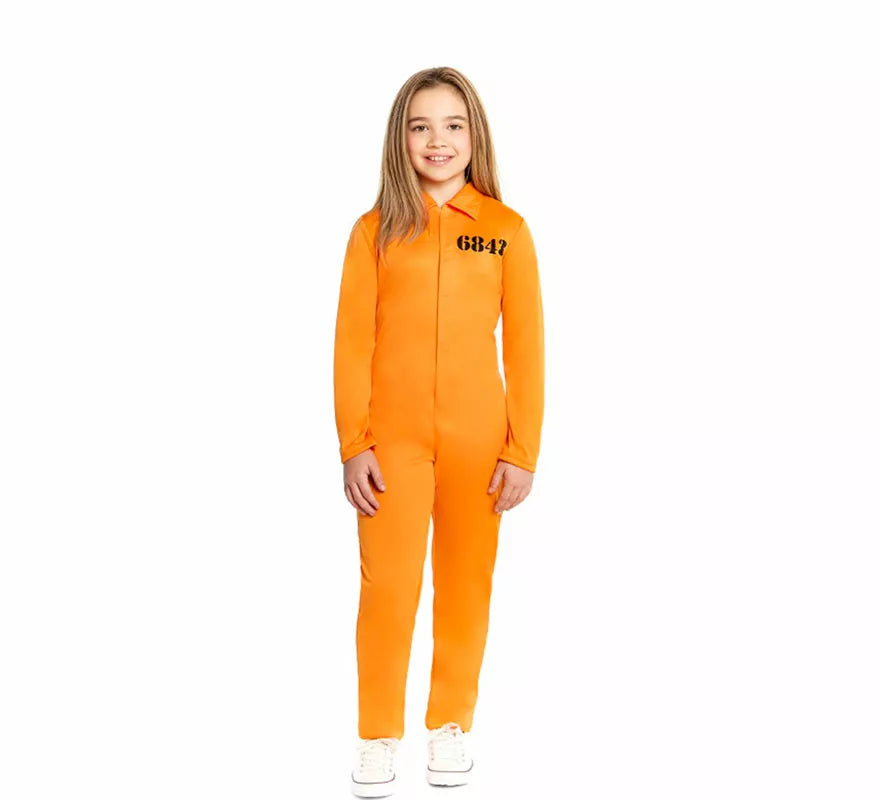 Disfraz de Presidiaria naranja para niña
