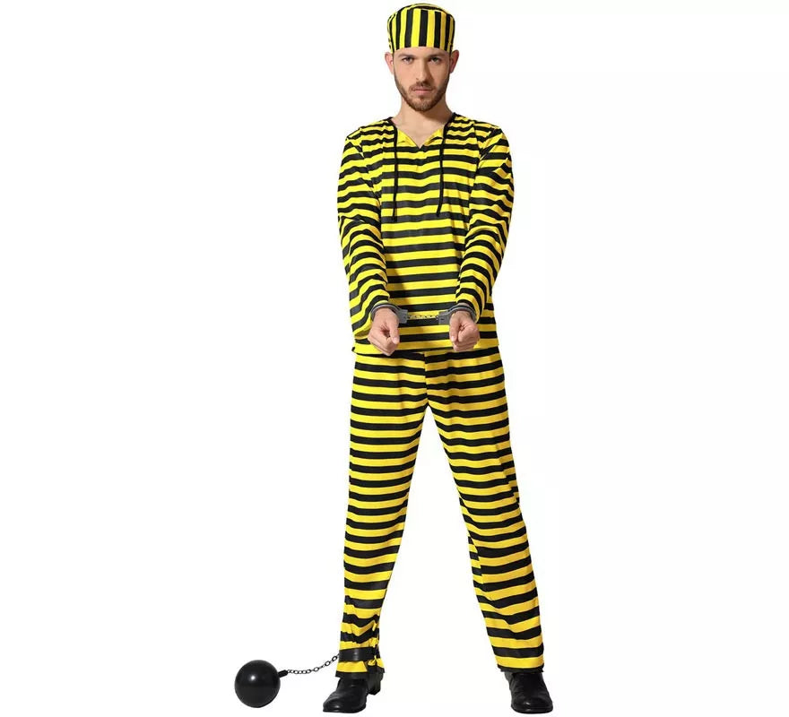 Translation missing: de.Disfraz de Preso amarillo a rayas para hombre