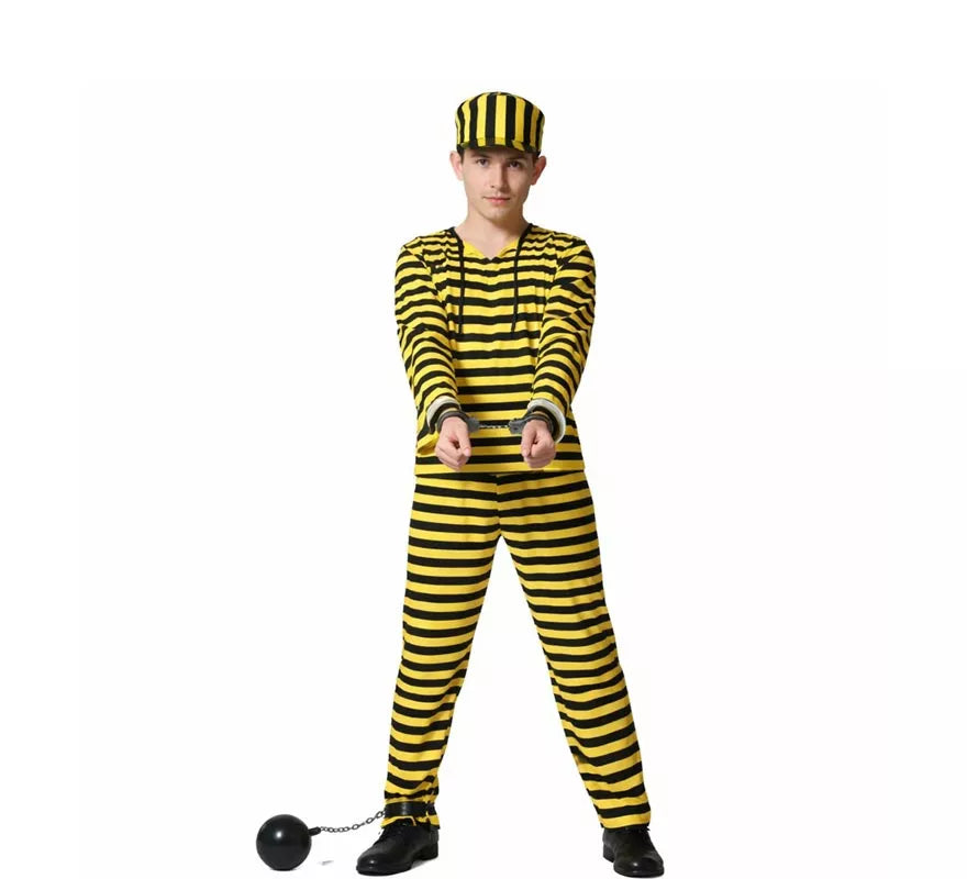 Translation missing: de.Disfraz de Preso amarillo a rayas para hombre