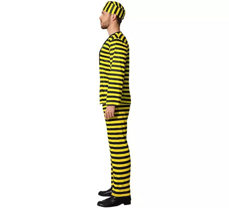 Translation missing: de.Disfraz de Preso amarillo a rayas para hombre