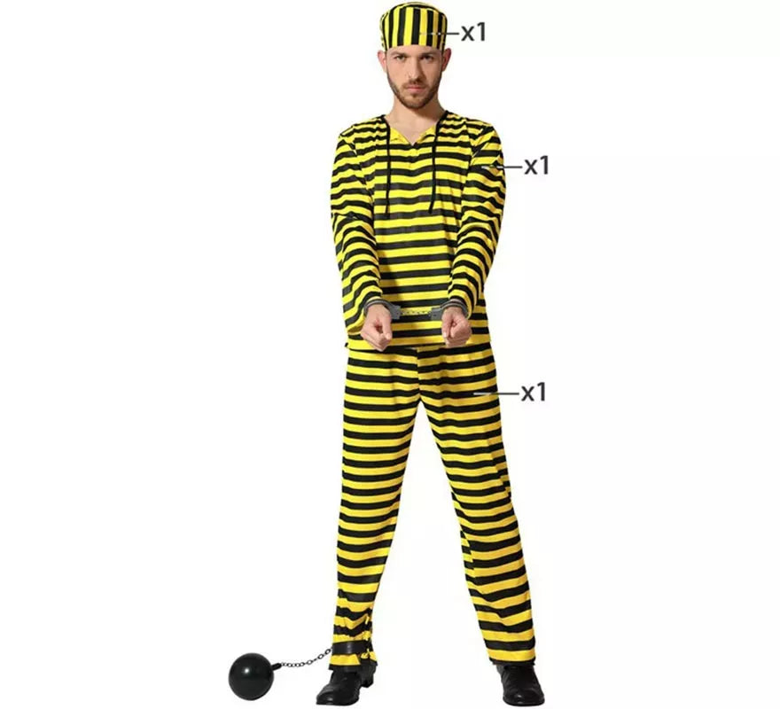 Translation missing: de.Disfraz de Preso amarillo a rayas para hombre