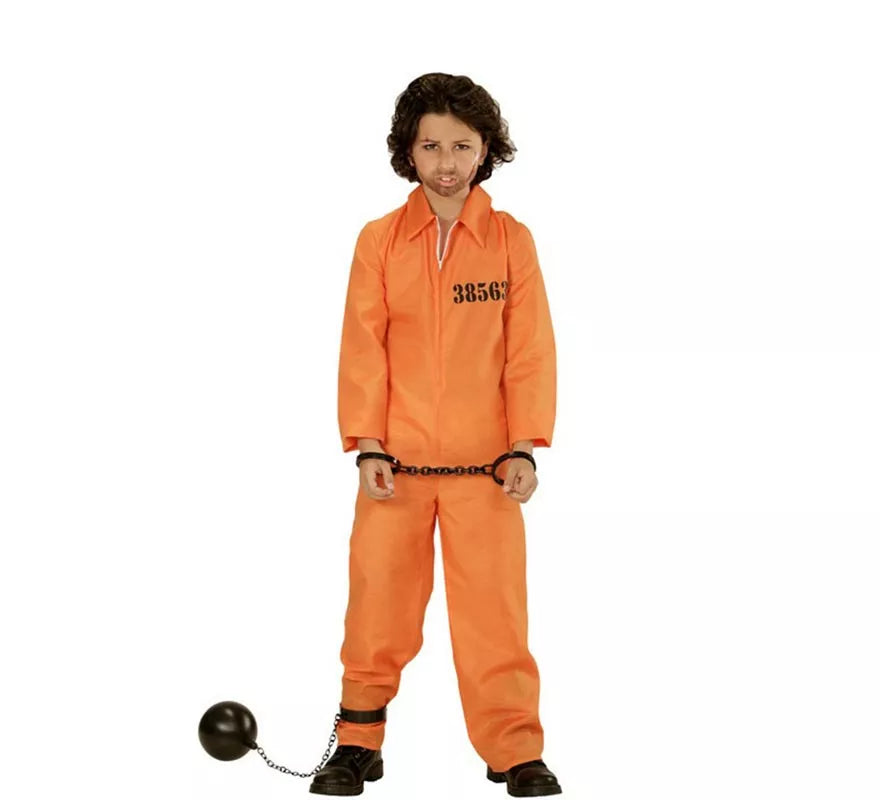 Translation missing: de.Disfraz de Preso con Identificación naranja para niño