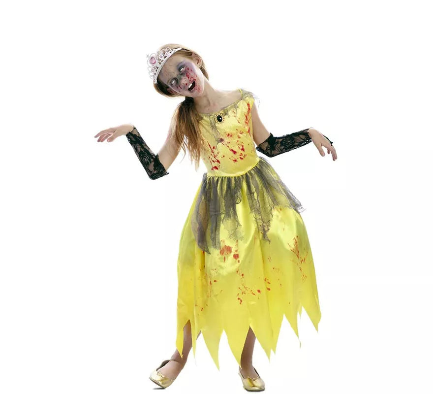 Disfraz de Princesa amarilla Zombie para niña