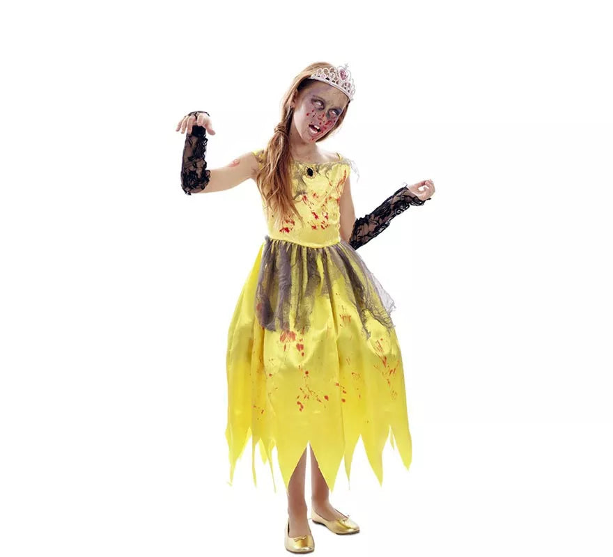 Translation missing: de.Disfraz de Princesa amarilla Zombie para niña