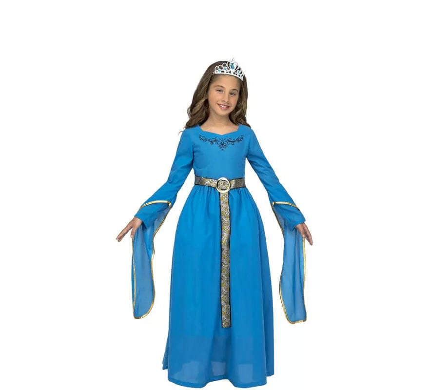 Translation missing: de.Disfraz de Princesa Medieval Azul para niña