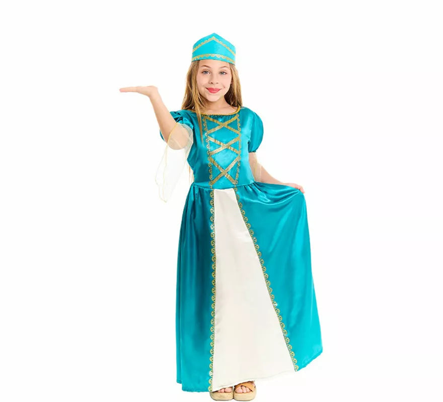 Translation missing: de.Disfraz de Princesa Medieval azul para niña