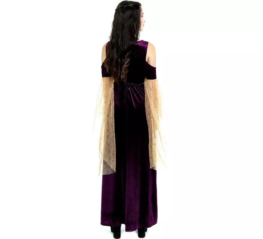 Disfraz de Princesa Medieval púrpura mangas largas para mujer