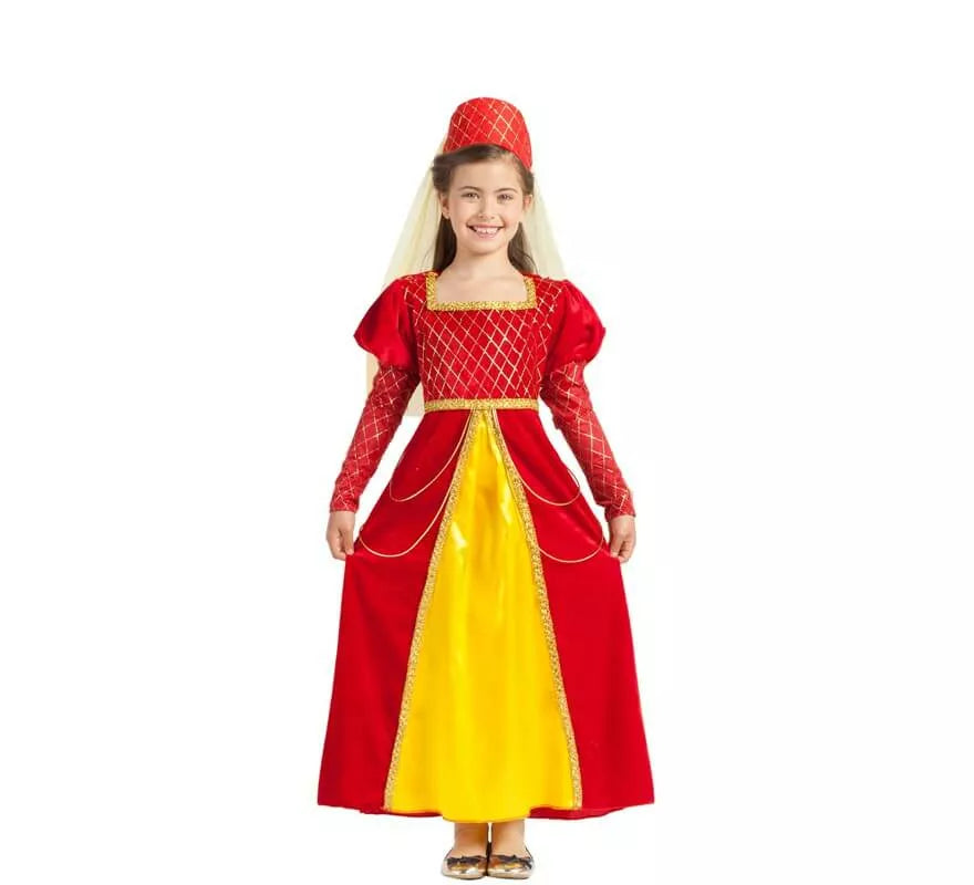 Translation missing: de.Disfraz de Princesa Medieval Roja para niña