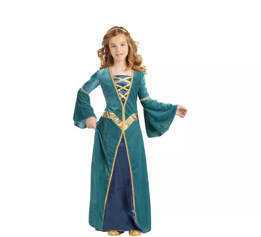 Translation missing: de.Disfraz de Princesa Medieval Verde para niña