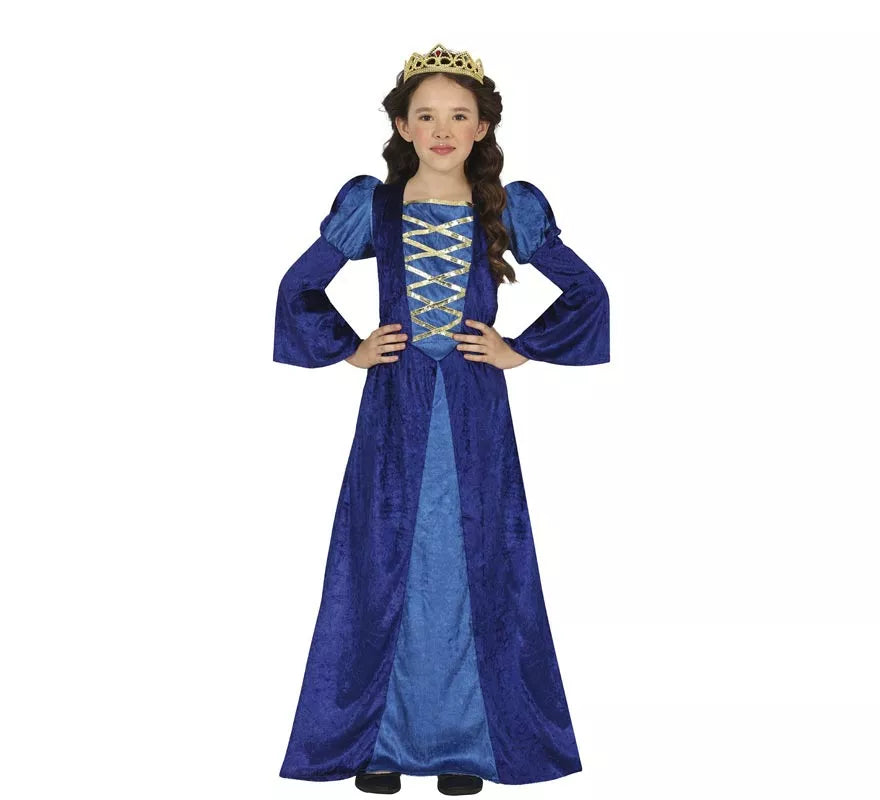 Disfraz de Princesa o Noble Medieval azul para niña