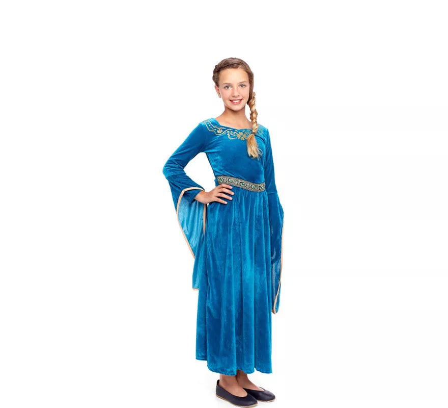 Translation missing: de.Disfraz de Princesa Vikinga o Medieval Azul para niña
