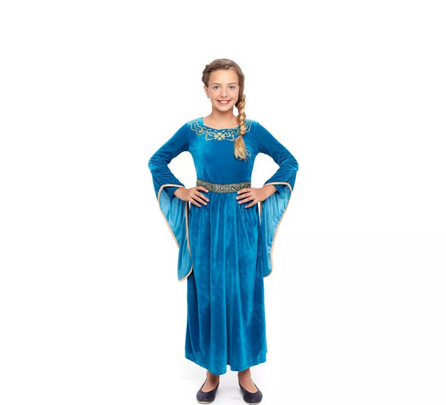 Translation missing: de.Disfraz de Princesa Vikinga o Medieval Azul para niña