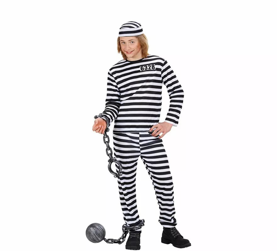 Disfraz de Prisionero a rayas blanco y negro para niño