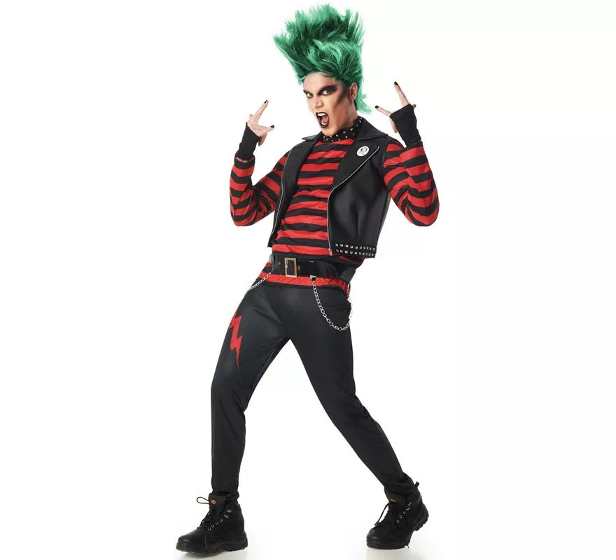 Translation missing: de.Disfraz de Punky a Rayas para hombre