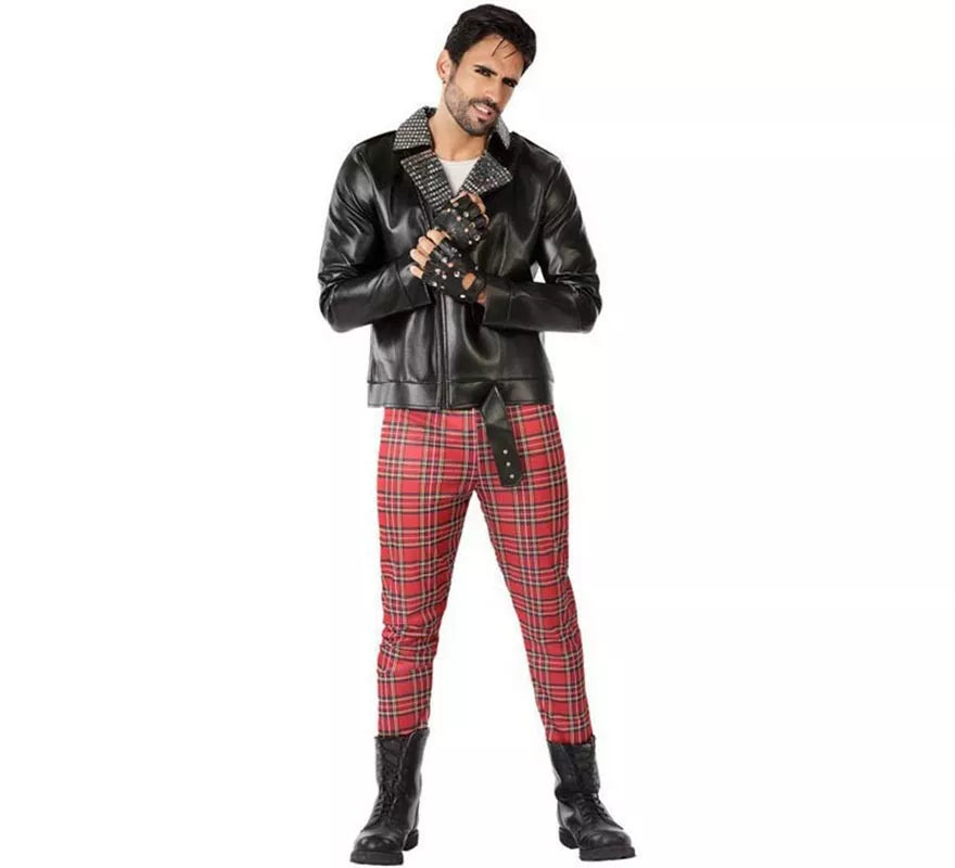 Translation missing: de.Disfraz de Punky Rojo y Negro para hombre