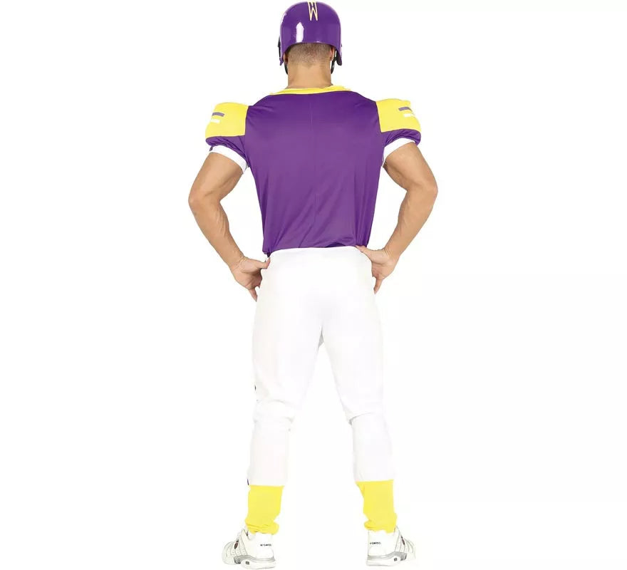 Translation missing: de.Disfraz de Quarterback USA morado y amarillo para hombre