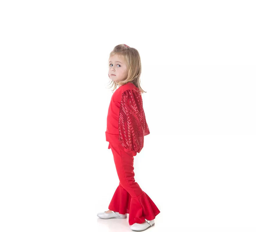 Disfraz de Raffaella Carrà rojo para niña