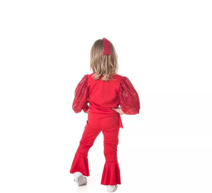 Translation missing: de.Disfraz de Raffaella Carrà rojo para niña