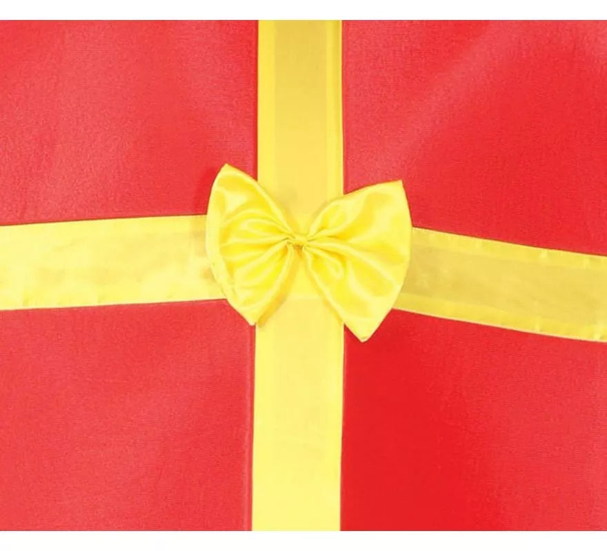 Translation missing: de.Disfraz de Regalo rojo con cinta dorado para adulto
