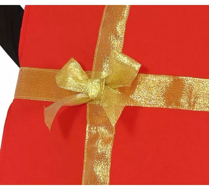 Translation missing: de.Disfraz de Regalo rojo con cinta dorado para niños