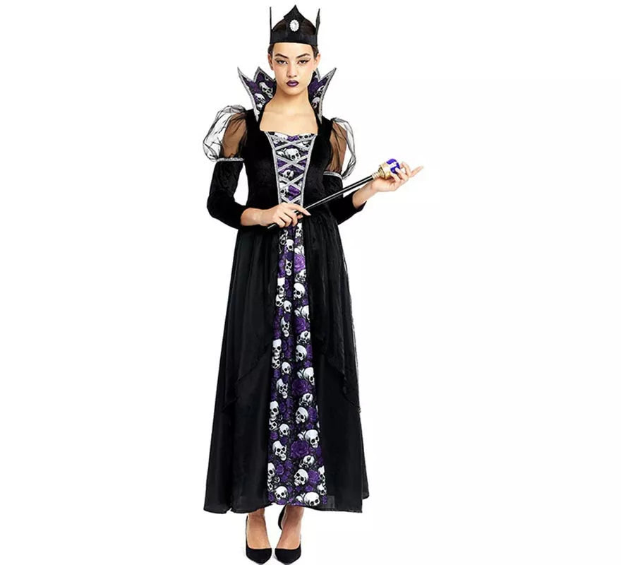 Translation missing: de.Disfraz de Reina Calavera oscura con corona para mujer