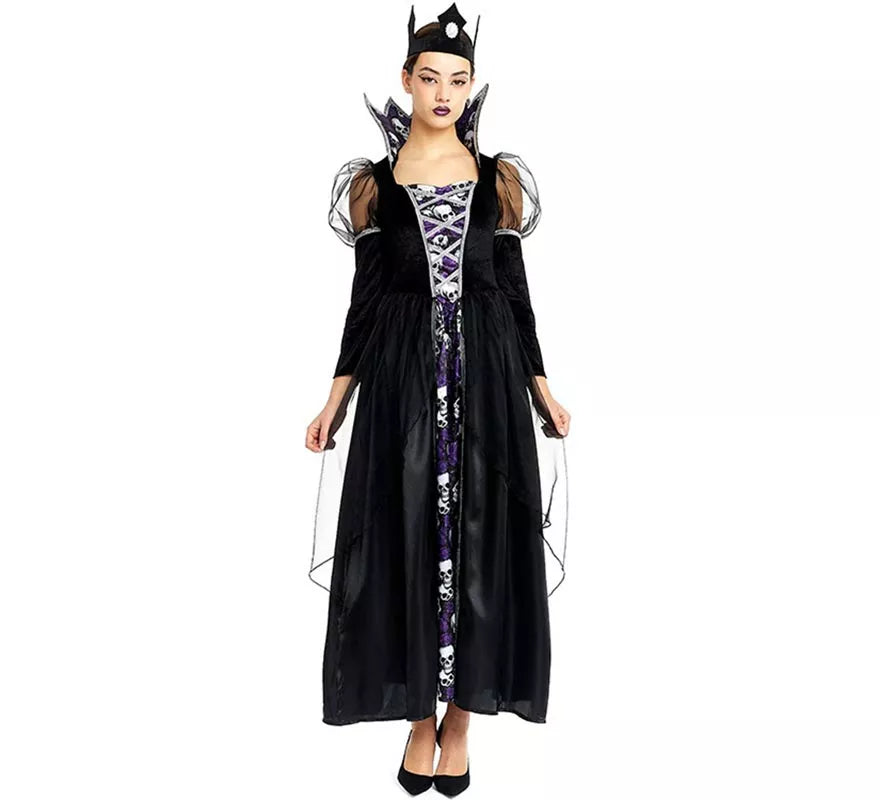 Translation missing: de.Disfraz de Reina Calavera oscura con corona para mujer