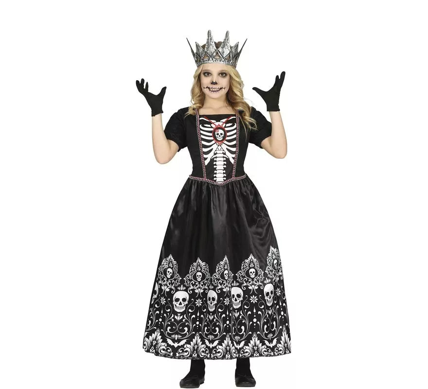 Translation missing: de.Disfraz de Reina Calavera Oscura para niña