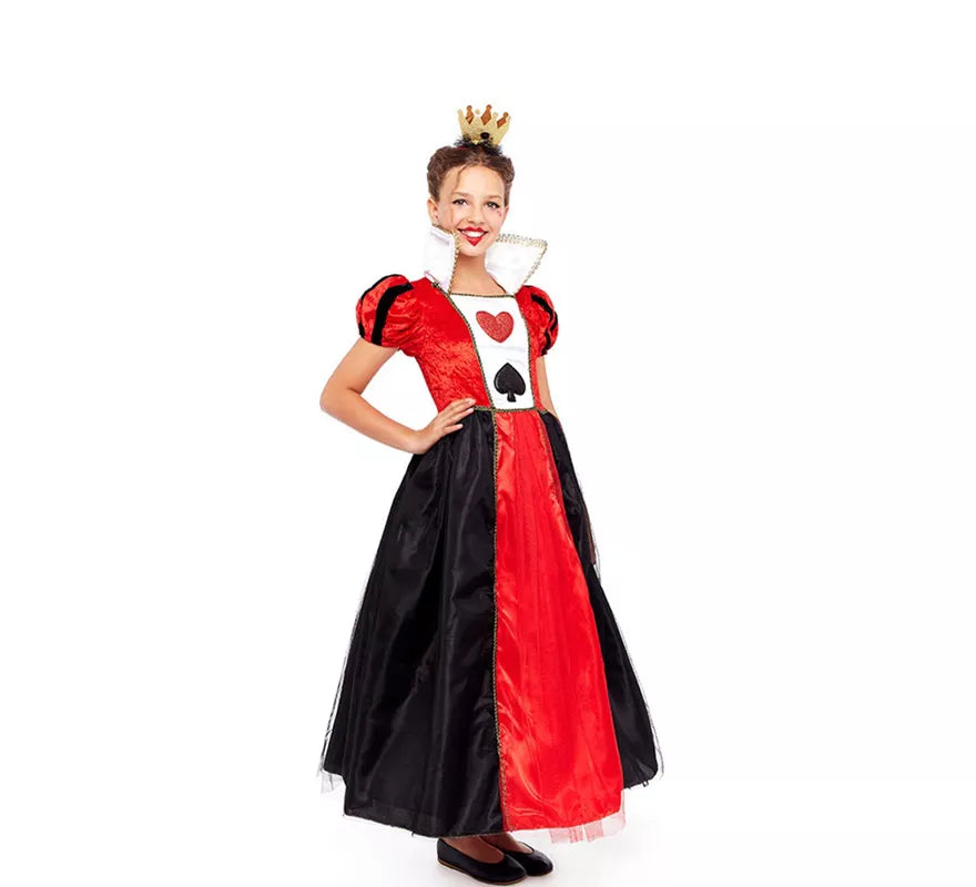 Translation missing: de.Disfraz de Reina de Corazones Rojo y Negro para niña