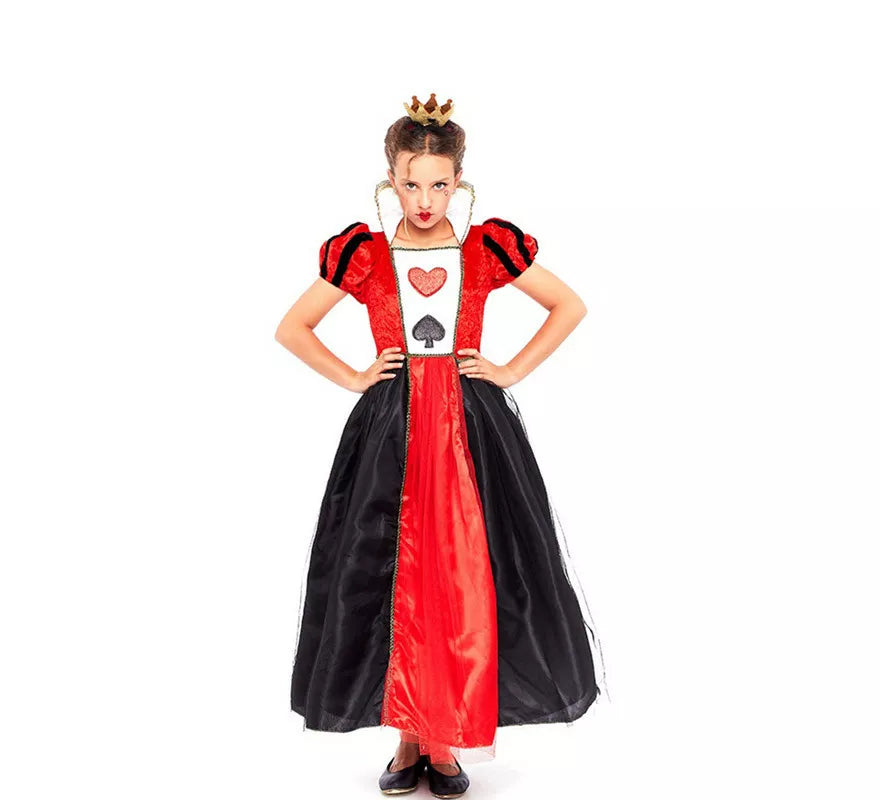 Translation missing: de.Disfraz de Reina de Corazones Rojo y Negro para niña