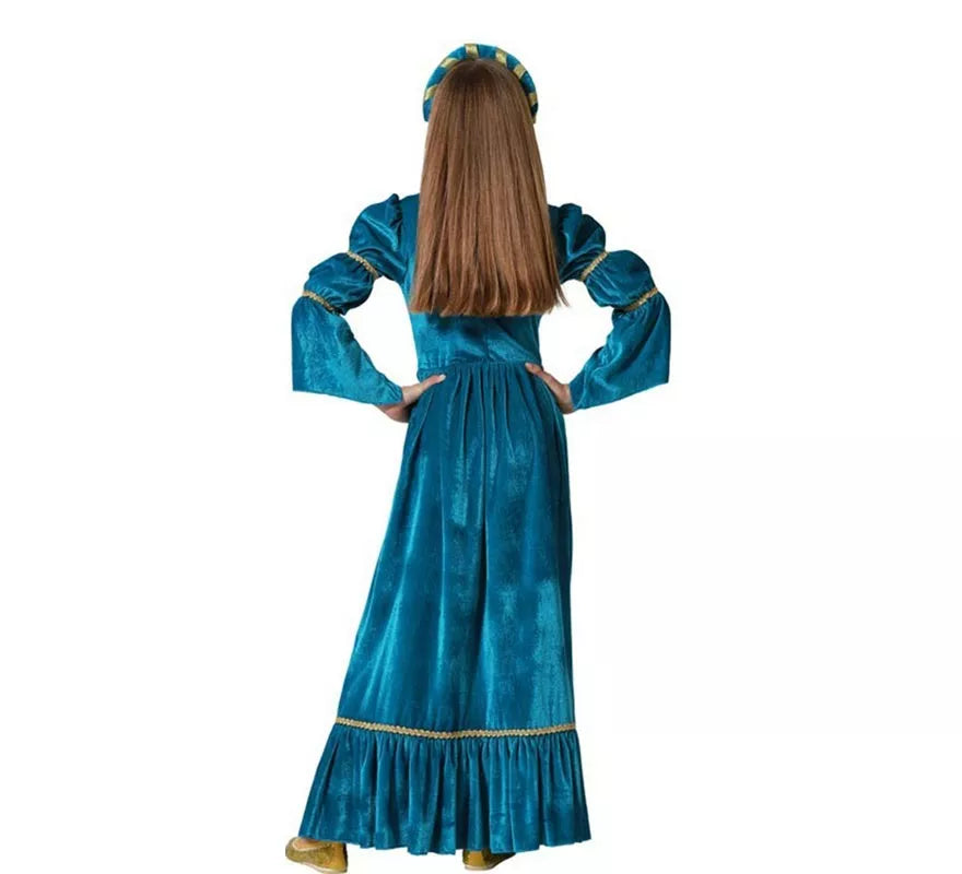Translation missing: de.Disfraz de Reina Medieval azul para niña