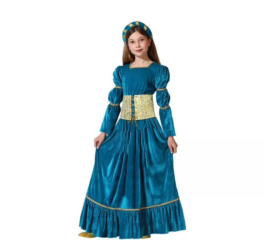 Translation missing: de.Disfraz de Reina Medieval azul para niña