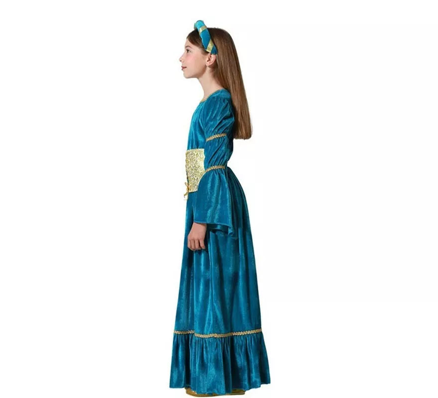 Translation missing: de.Disfraz de Reina Medieval azul para niña