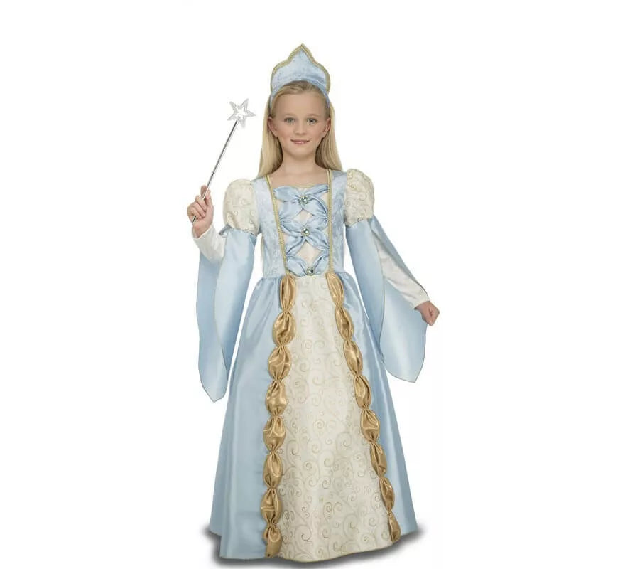 Translation missing: de.Disfraz de Reina Medieval Azul para niña