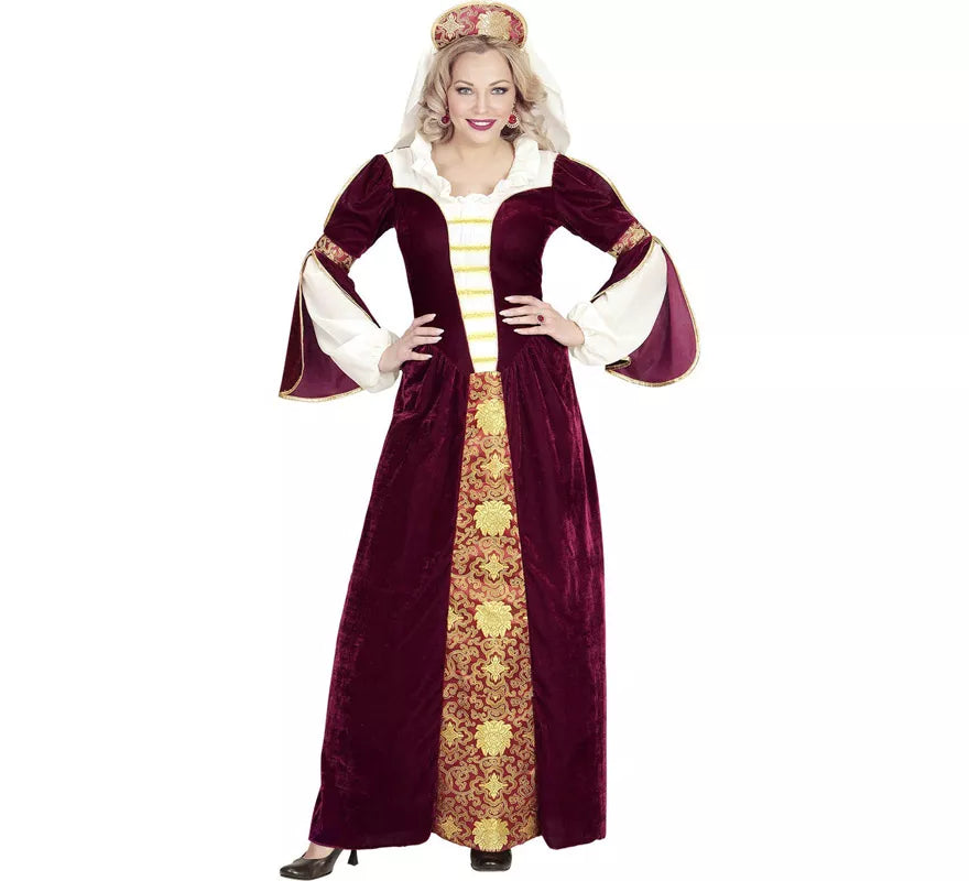 Disfraz de Reina Medieval Burdeos para mujer
