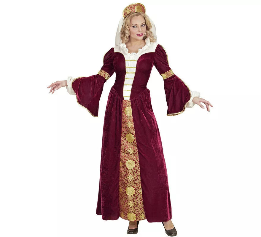 Translation missing: de.Disfraz de Reina Medieval Burdeos para mujer