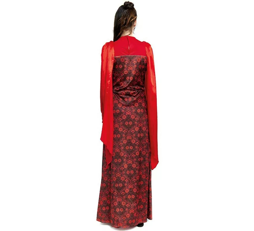 Translation missing: de.Disfraz de Reina Medieval rojo estampado floral para mujer