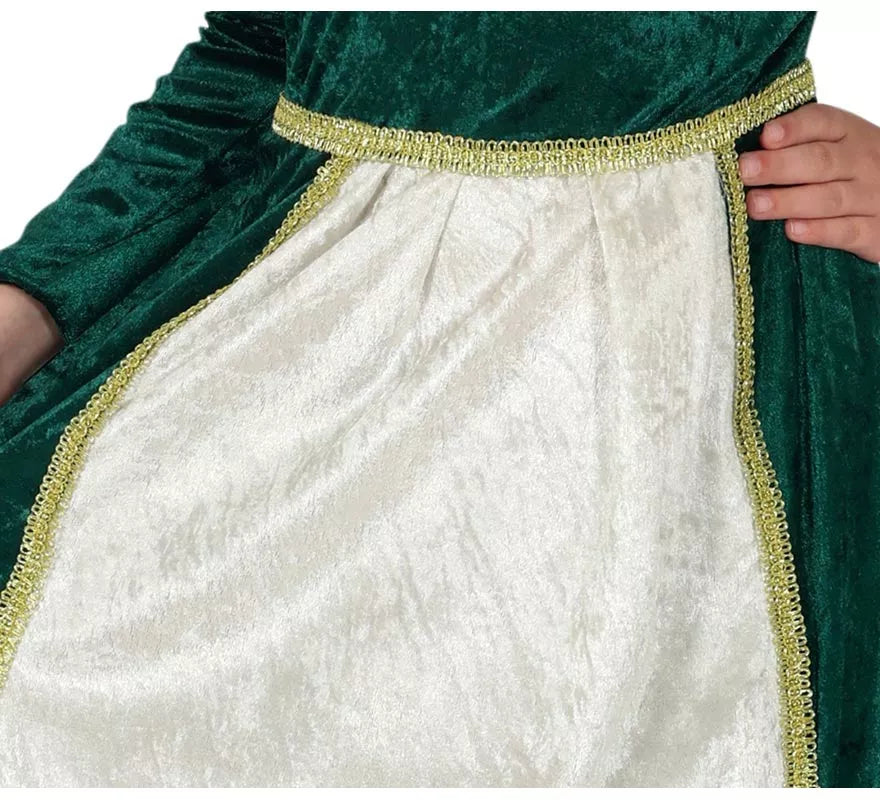 Disfraz de Reina Medieval verde para niña