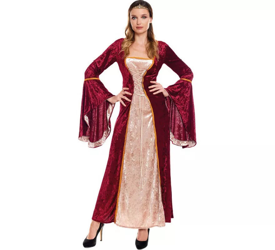 Translation missing: de.Disfraz de Reina Medieval Vinotinto para mujer