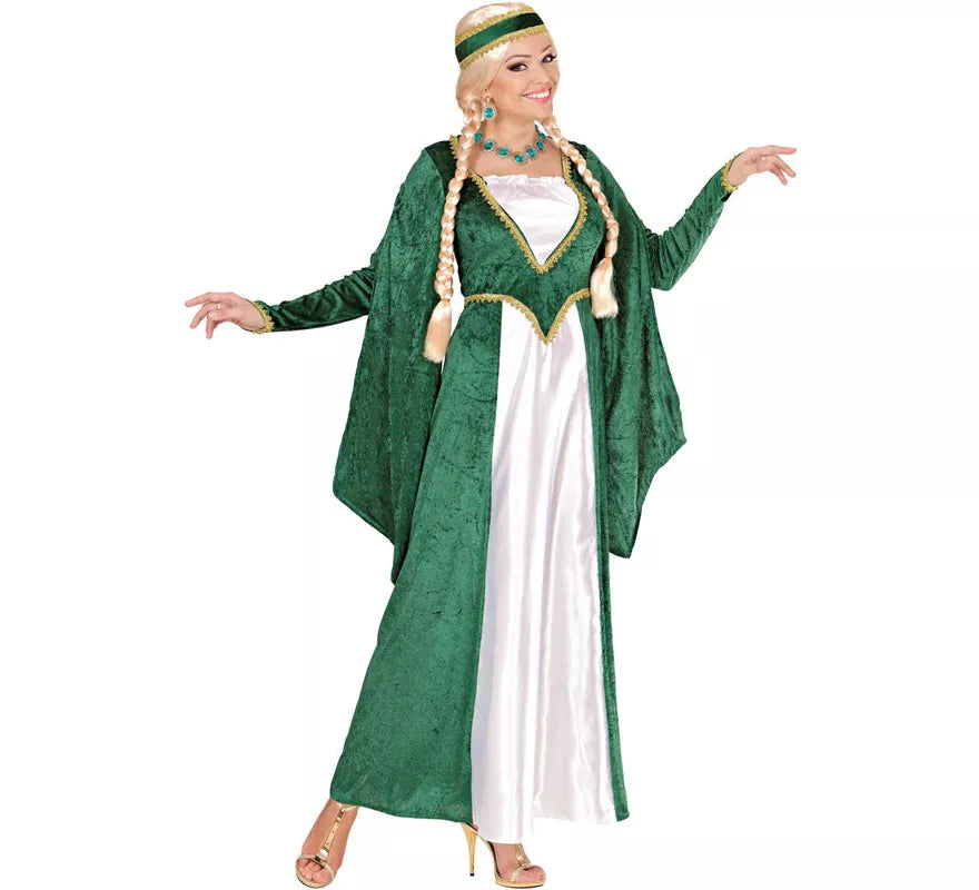 Translation missing: de.Disfraz de Reina Renacentista Terciopelo Verde para mujer