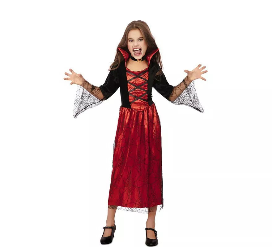 Translation missing: de.Disfraz de Reina Vampira antigua rojo para niña