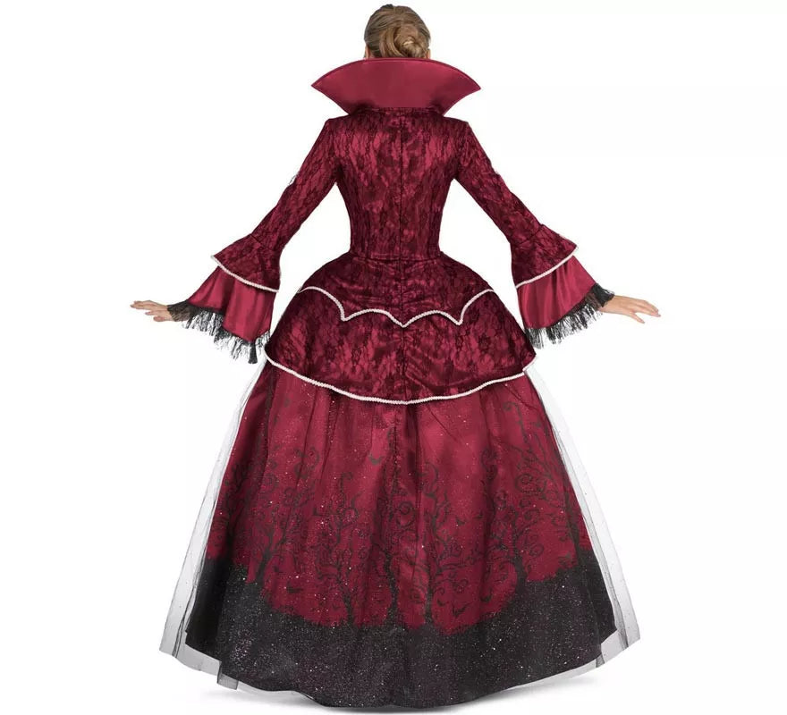 Translation missing: de.Disfraz de Reina Vampiresa burdeos con enagua para mujer