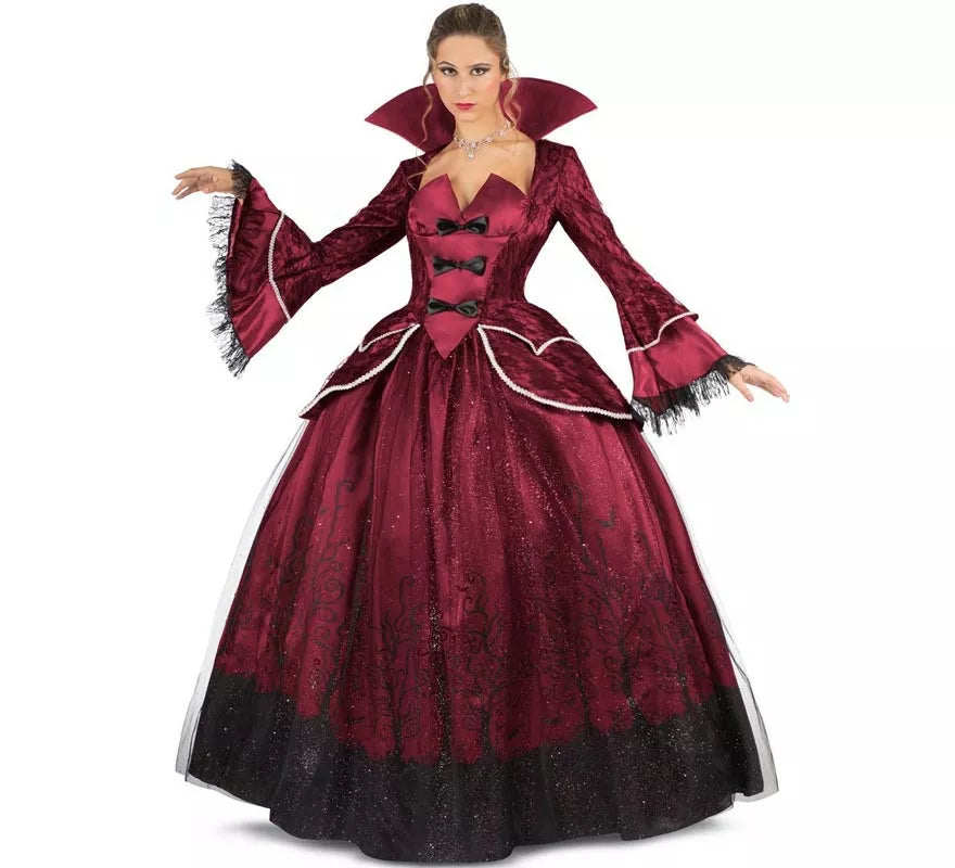 Translation missing: de.Disfraz de Reina Vampiresa burdeos con enagua para mujer
