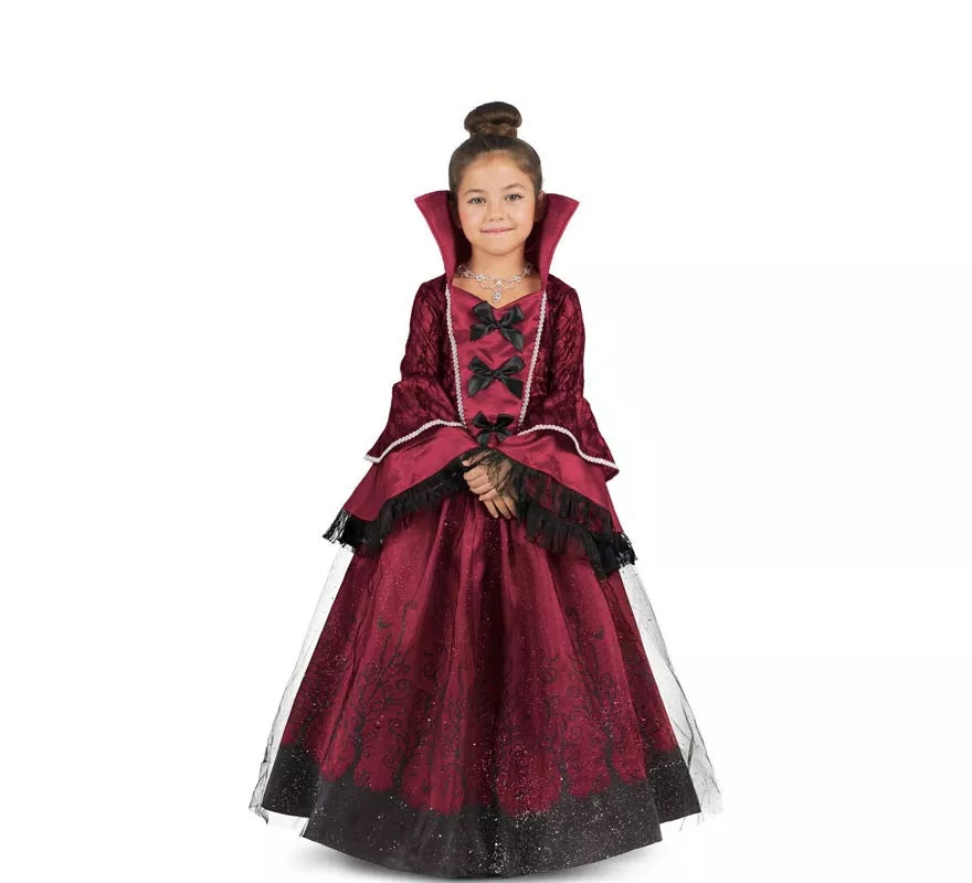 Translation missing: de.Disfraz de Reina Vampiresa burdeos con enagua para niña
