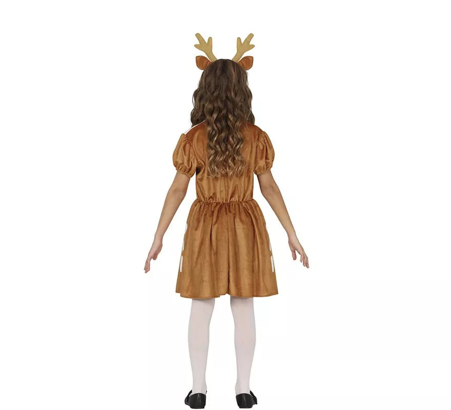 Translation missing: de.Disfraz de Reno blanco y marrón en vestido para niña