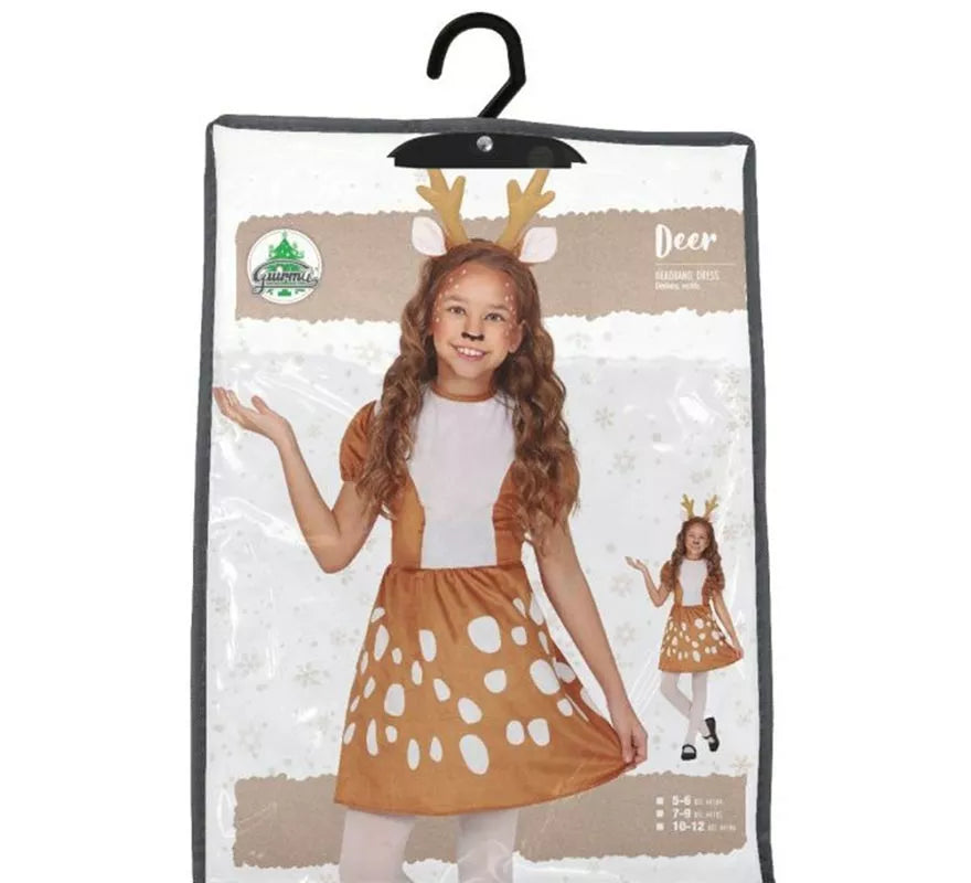 Translation missing: de.Disfraz de Reno blanco y marrón en vestido para niña