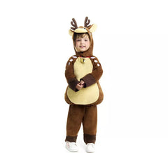 Braunes Rentierkostüm mit Glöckchen für Baby und Kinder